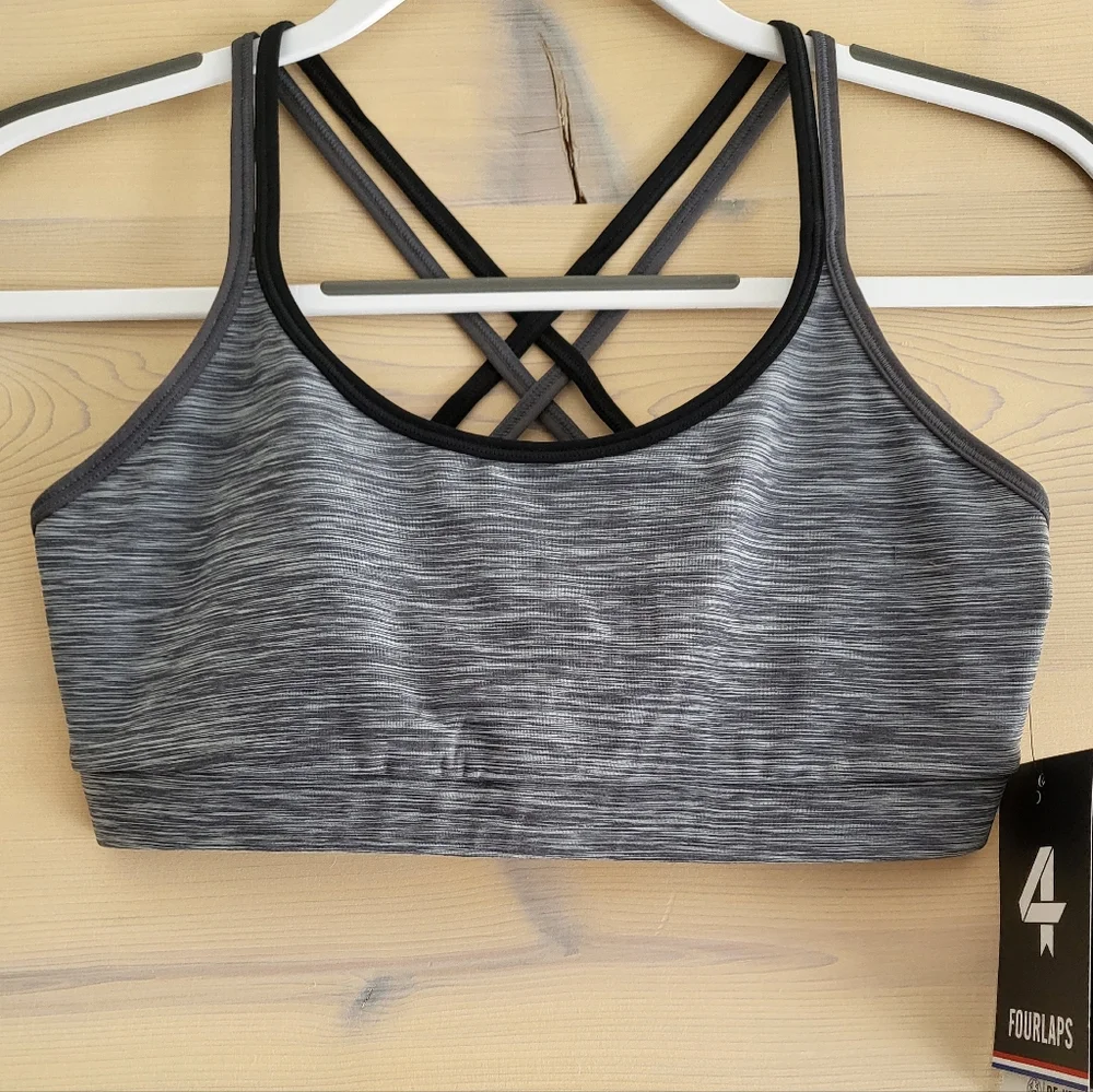 NWT FourLaps Vitality Sports Bra Charcoal Space Dye size S